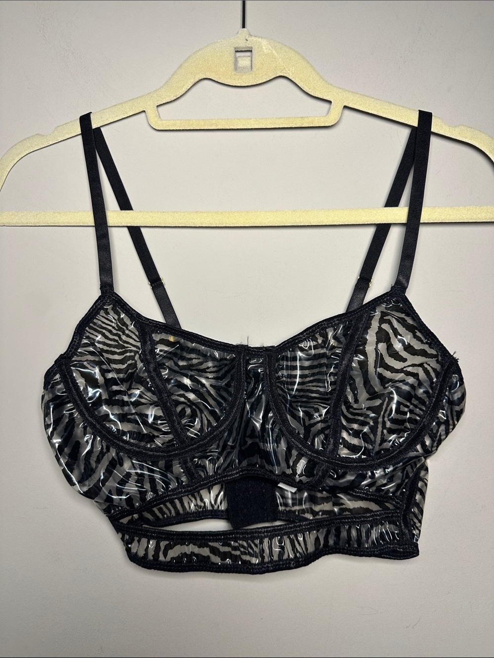 Forplay Black Zebra Sheer Underwire Bralette with cutout